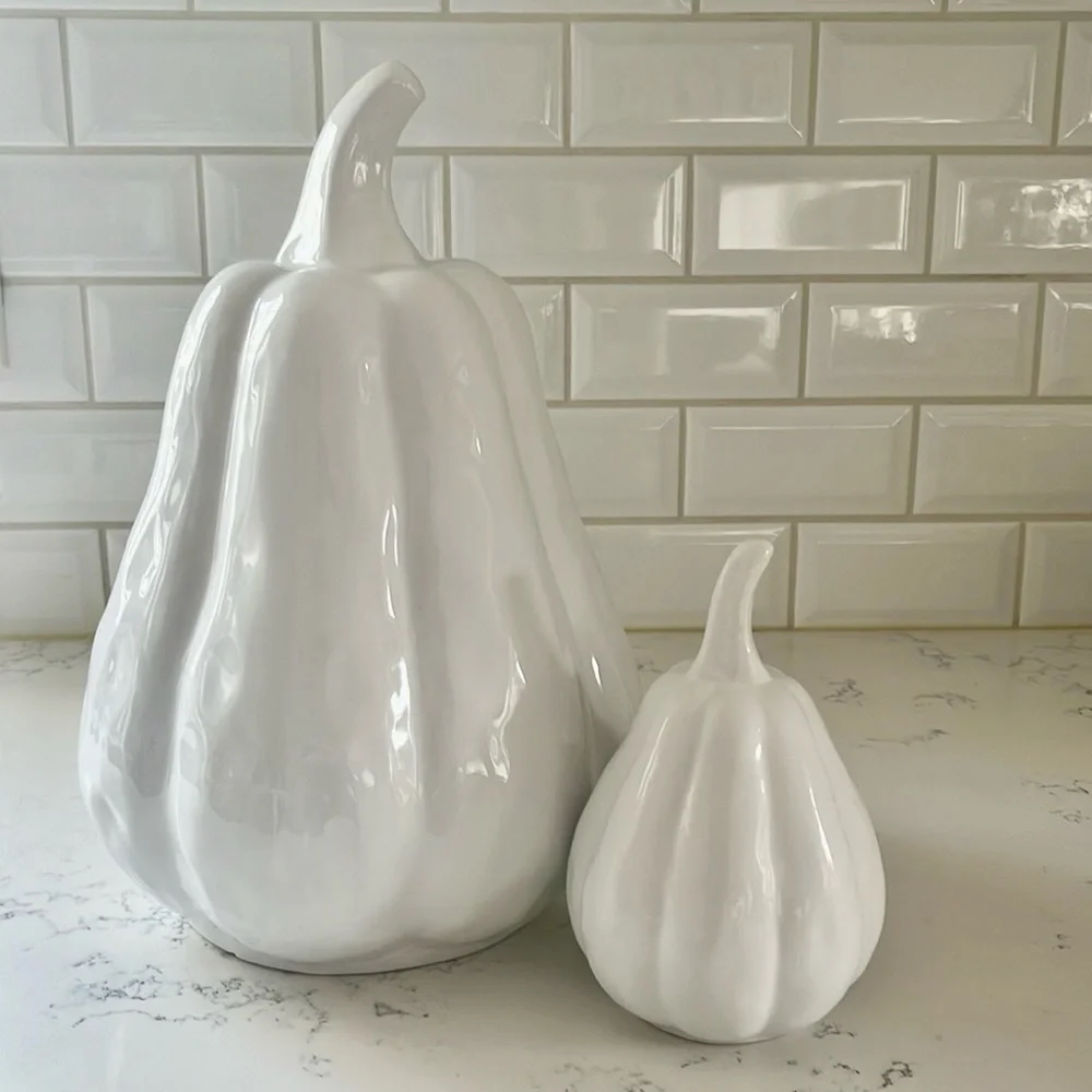 Crate&Barrel XLarge White Ceramic Gourd